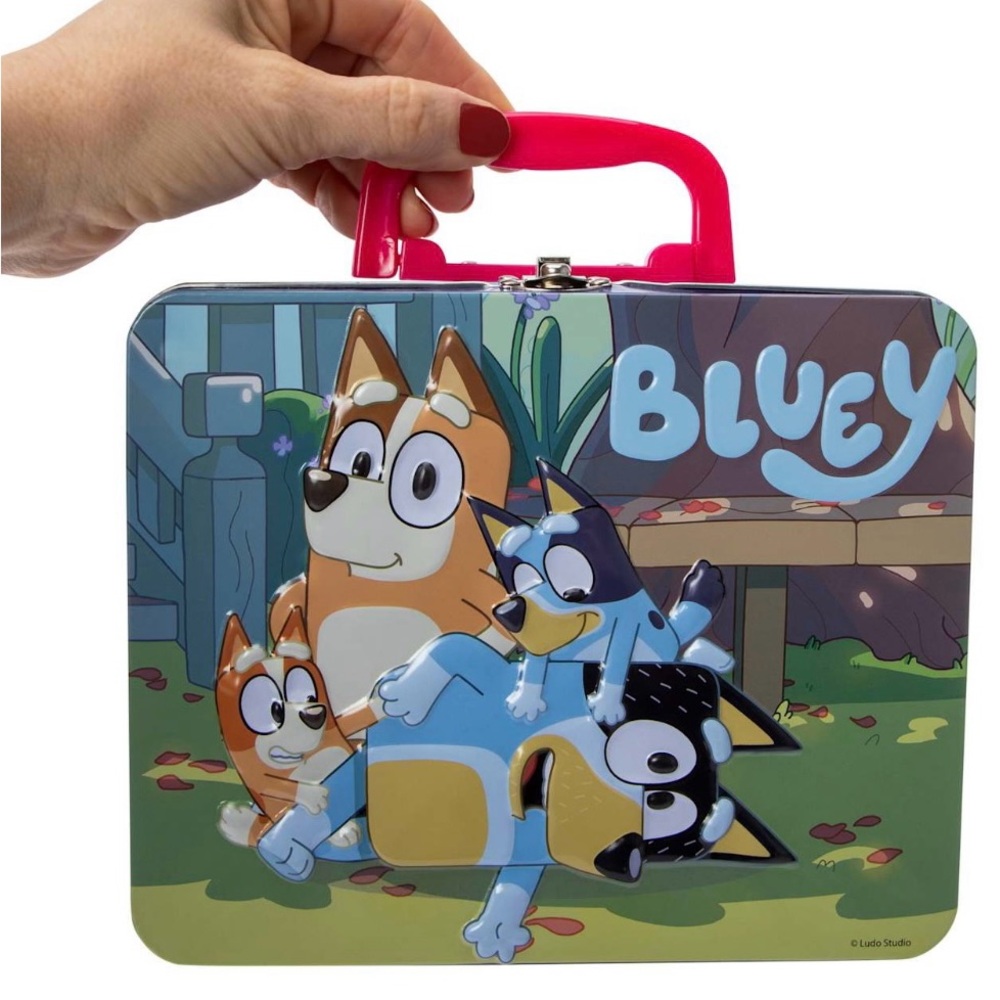Bluey Metal Lunch Box with Red Handle & 24 Piece Puzzle